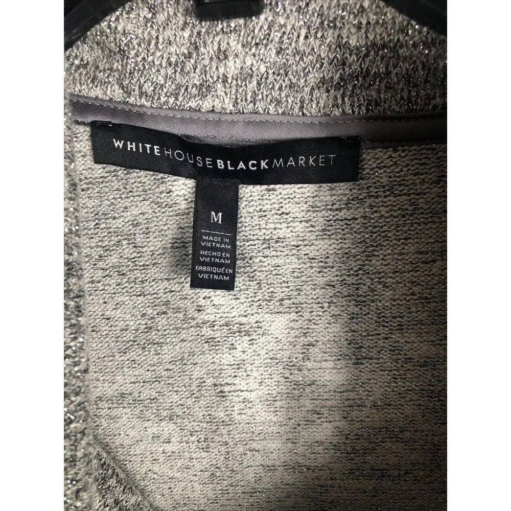 White House Black Market Women’s Sweater Gray Metallic Cowl Neck